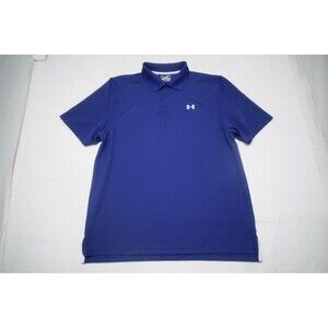 Under Armour Golf Polo Blue HeatGear Loose Performance Short Sleeve Mens Size XL